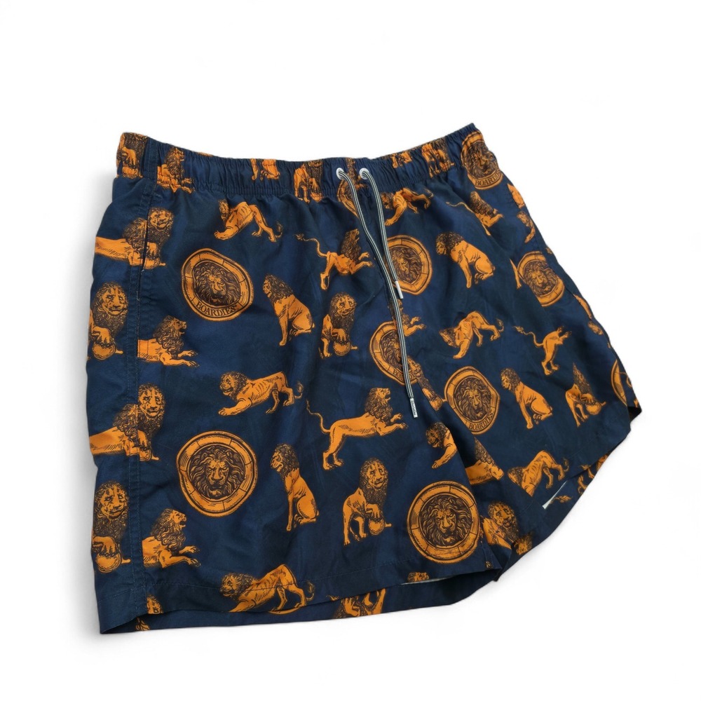 Boardies Apparel Mens 3XL Swim Trunks Blue Gold Lion Print Tropical Vibes Shorts - Picture 3 of 8